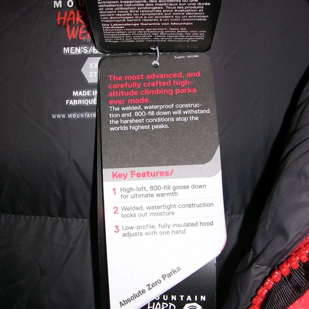 MOUNTAIN HARDWEAR DRY Q ABSOLUTE ZERO 800 PRO DOWN PARKA MENS XXL NWOT - Picture 9 of 16